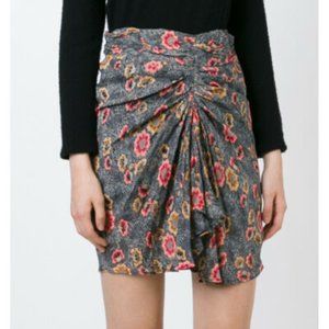 Isabel Marant Etoile Mini Skirt Sevan Ruched Floral Print Crepe
